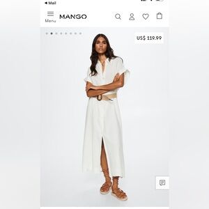 White linen shirt dress